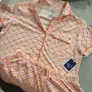 Roller Rabbit Pink and Orange Heart-Print Pajama Set